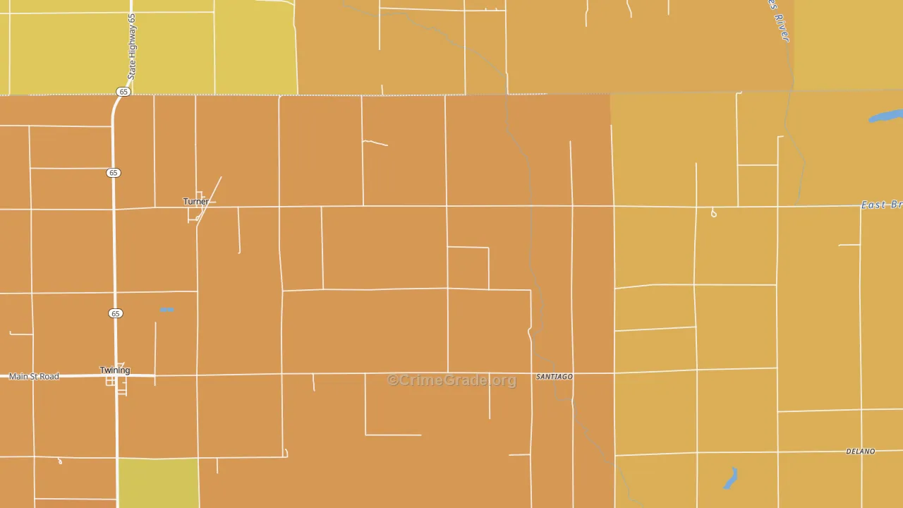 Turner, MI Map of Burglary Rates