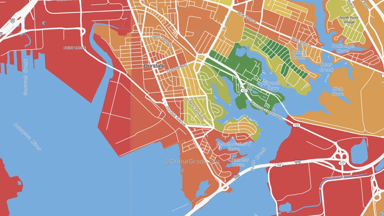 Turners, Dundalk, MD Map of Burglary Rates