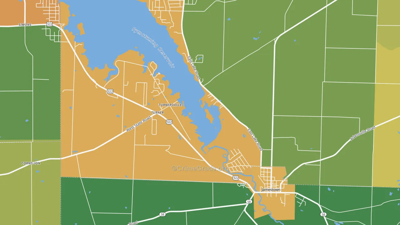 Turnersville, PA Map of Burglary Rates