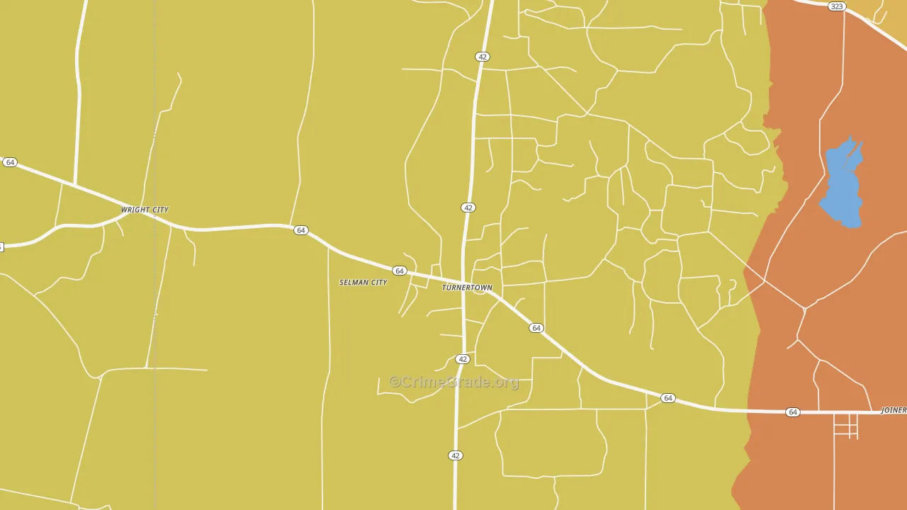 Turnertown, TX Map of Burglary Rates