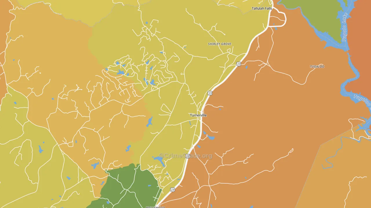 Turnerville, GA Map of Burglary Rates