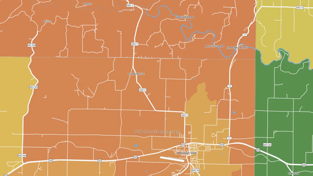 Turnerville, MO Map of Burglary Rates