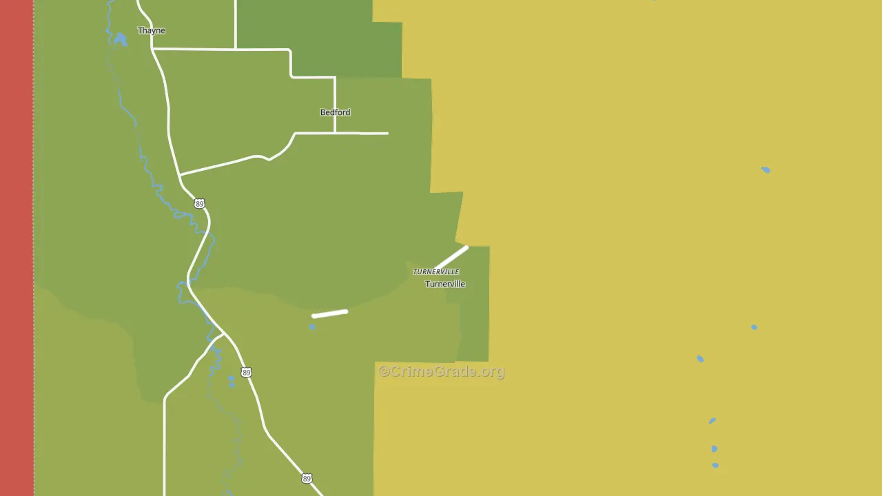 Turnerville, WY Map of Burglary Rates