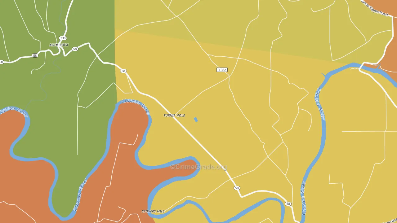 Turnip Hole, PA Map of Burglary Rates