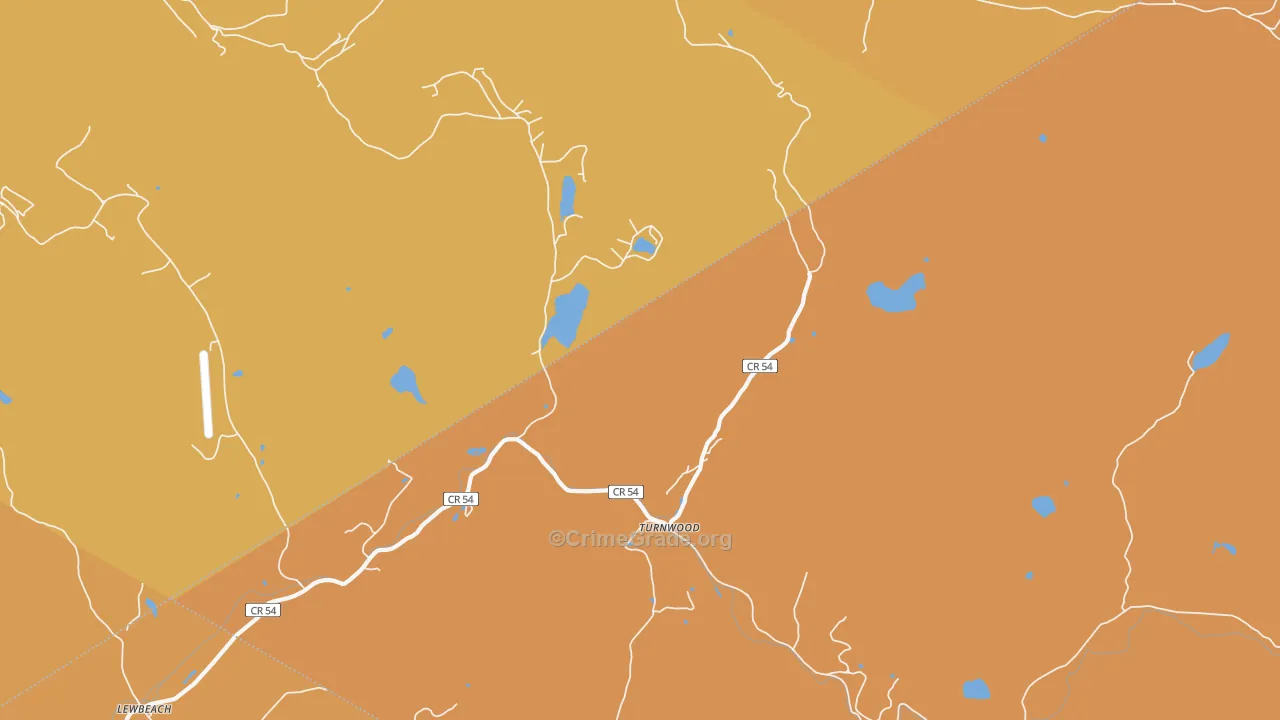 Turnwood, NY Map of Burglary Rates