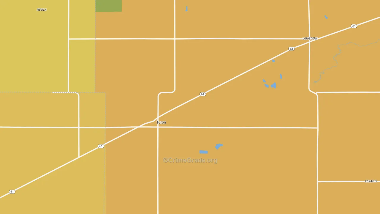 Turon, KS Map of Burglary Rates
