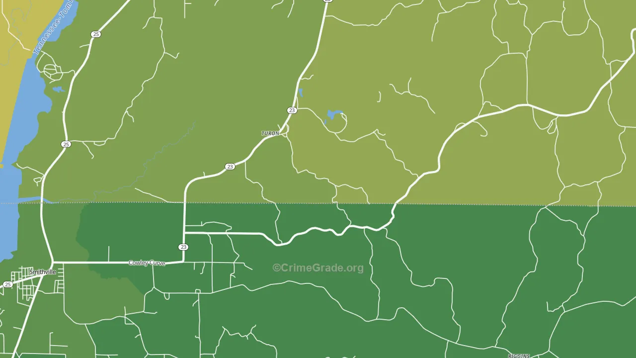 Turon, MS Map of Burglary Rates