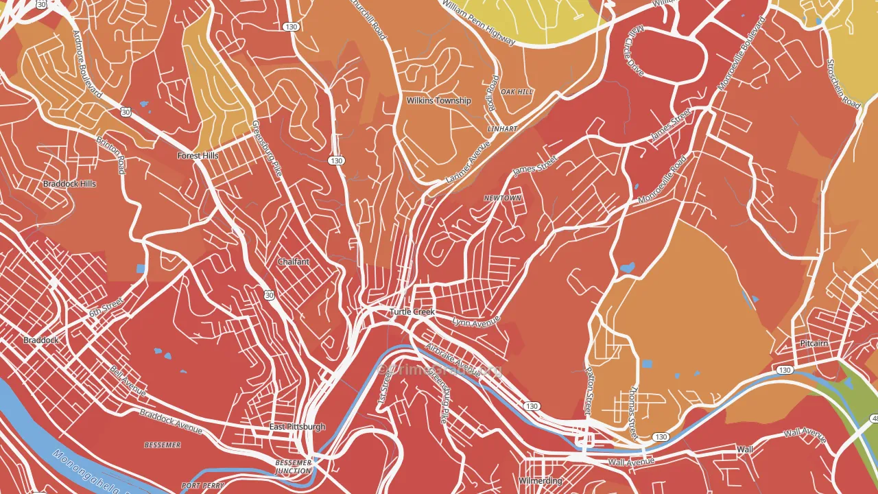 Turtle Creek, PA Map of Burglary Rates