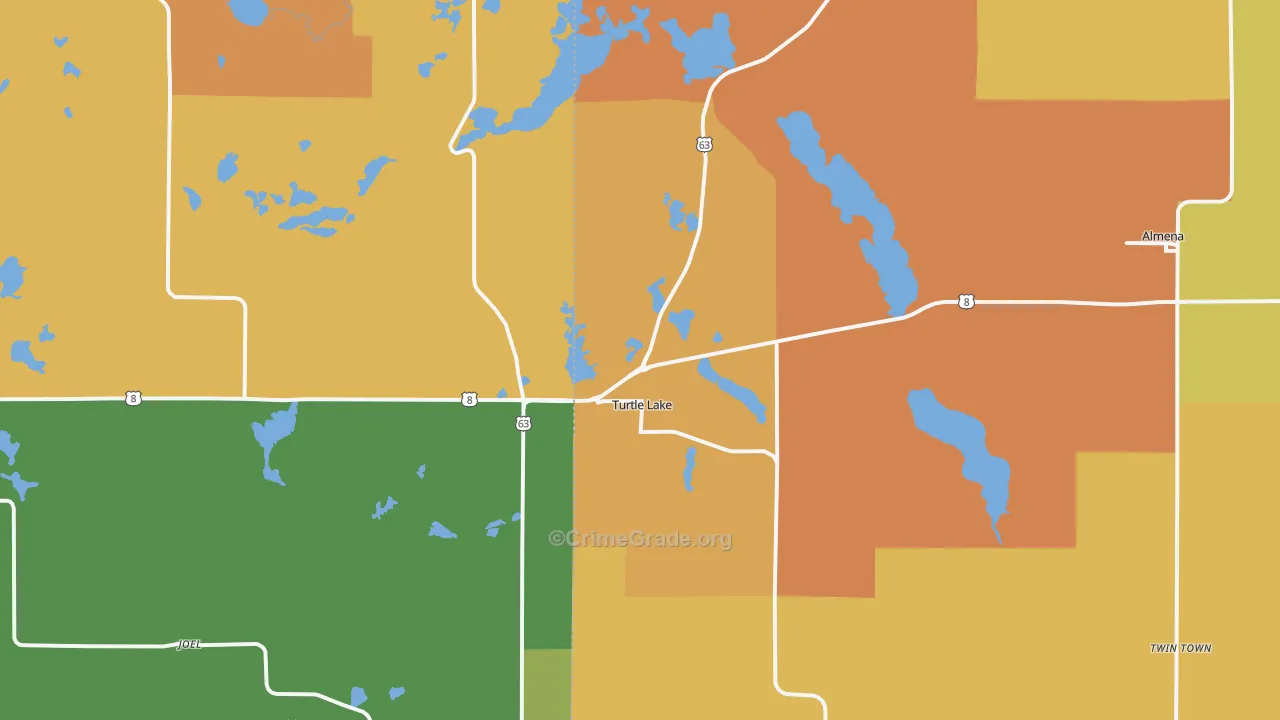Turtle Lake, WI Map of Burglary Rates