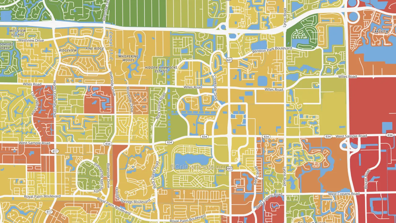 Turtle Run, Coral Springs, FL Map of Burglary Rates