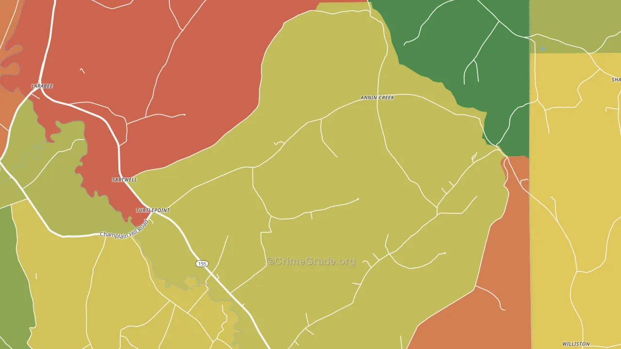 Turtlepoint, PA Map of Burglary Rates