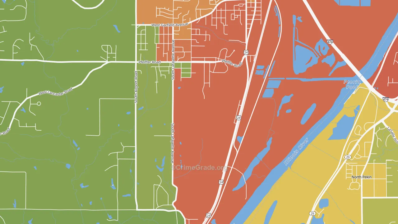 Tuscarora, IL Map of Burglary Rates