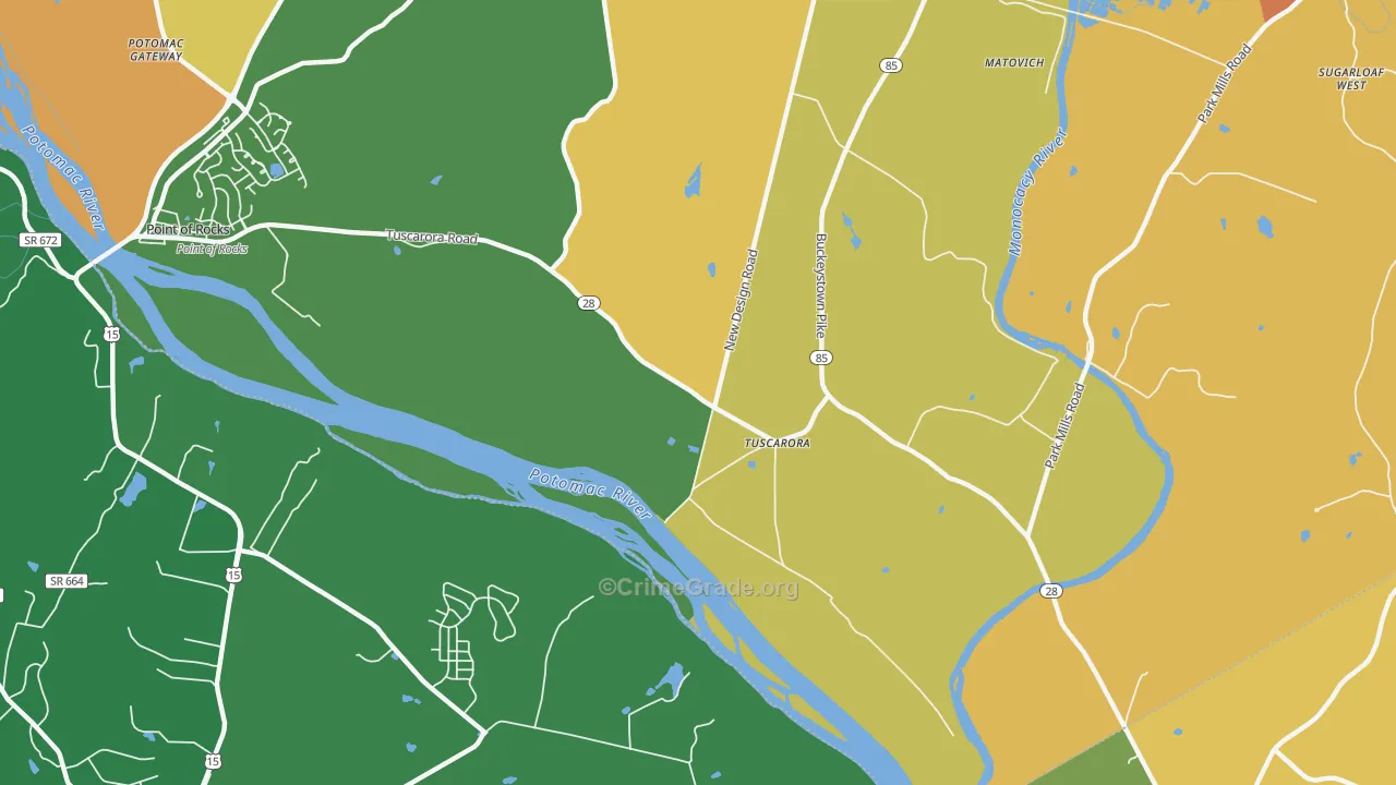 Tuscarora, MD Map of Burglary Rates