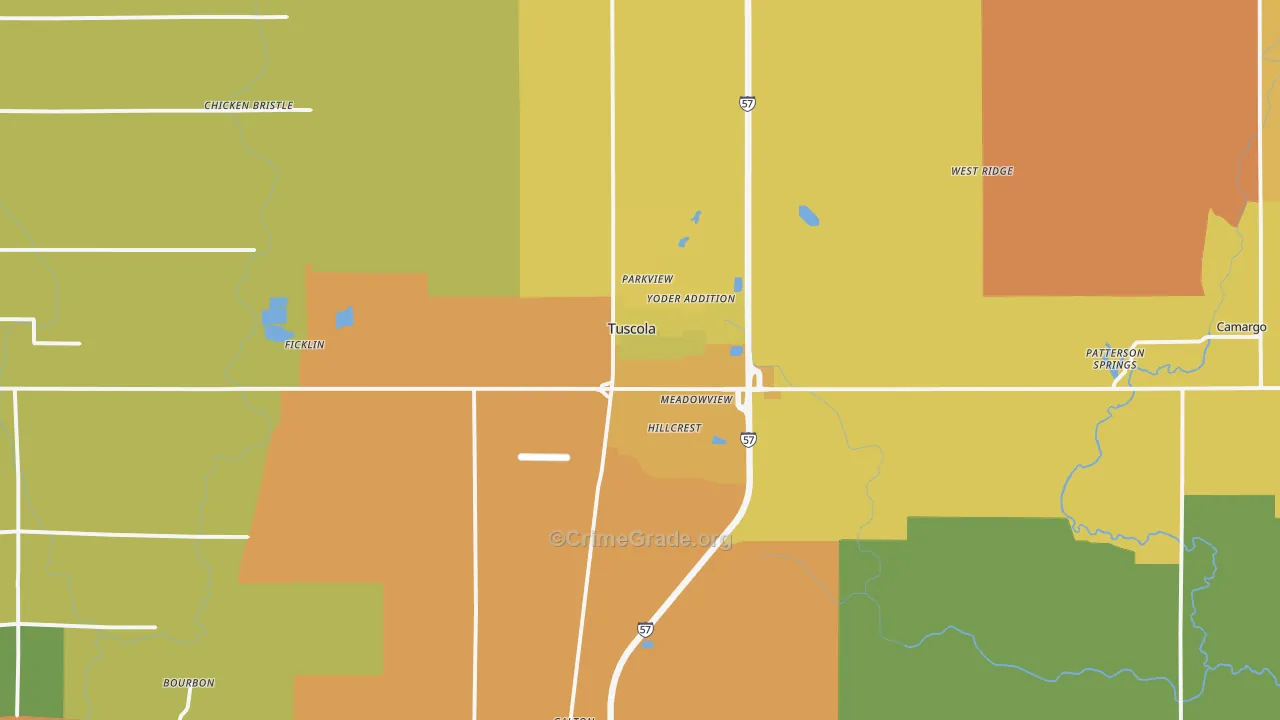 Tuscola, IL Map of Burglary Rates