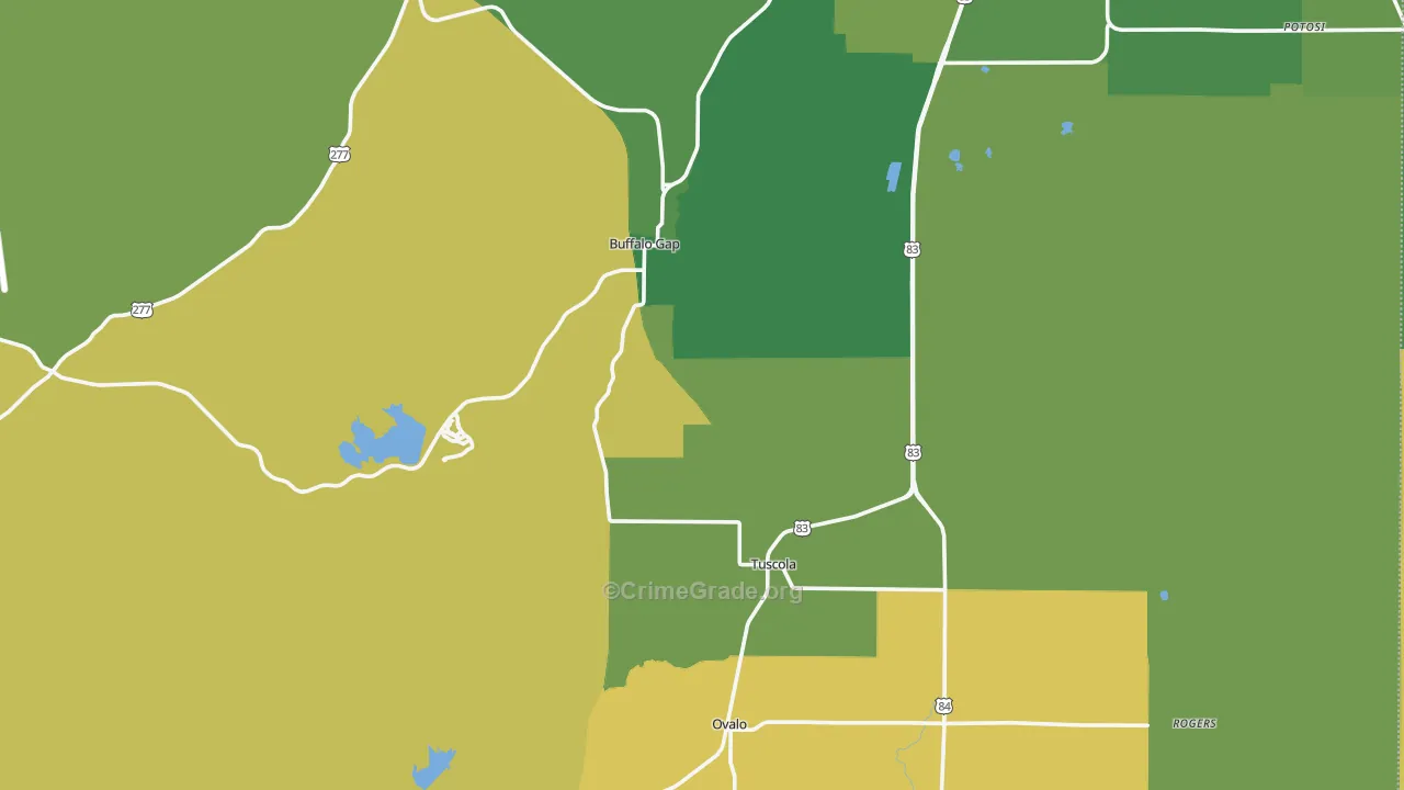 Tuscola, TX Map of Burglary Rates