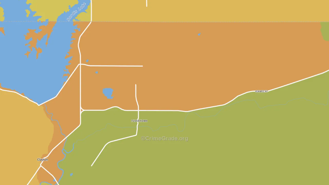 Tuskahoma, OK Map of Burglary Rates