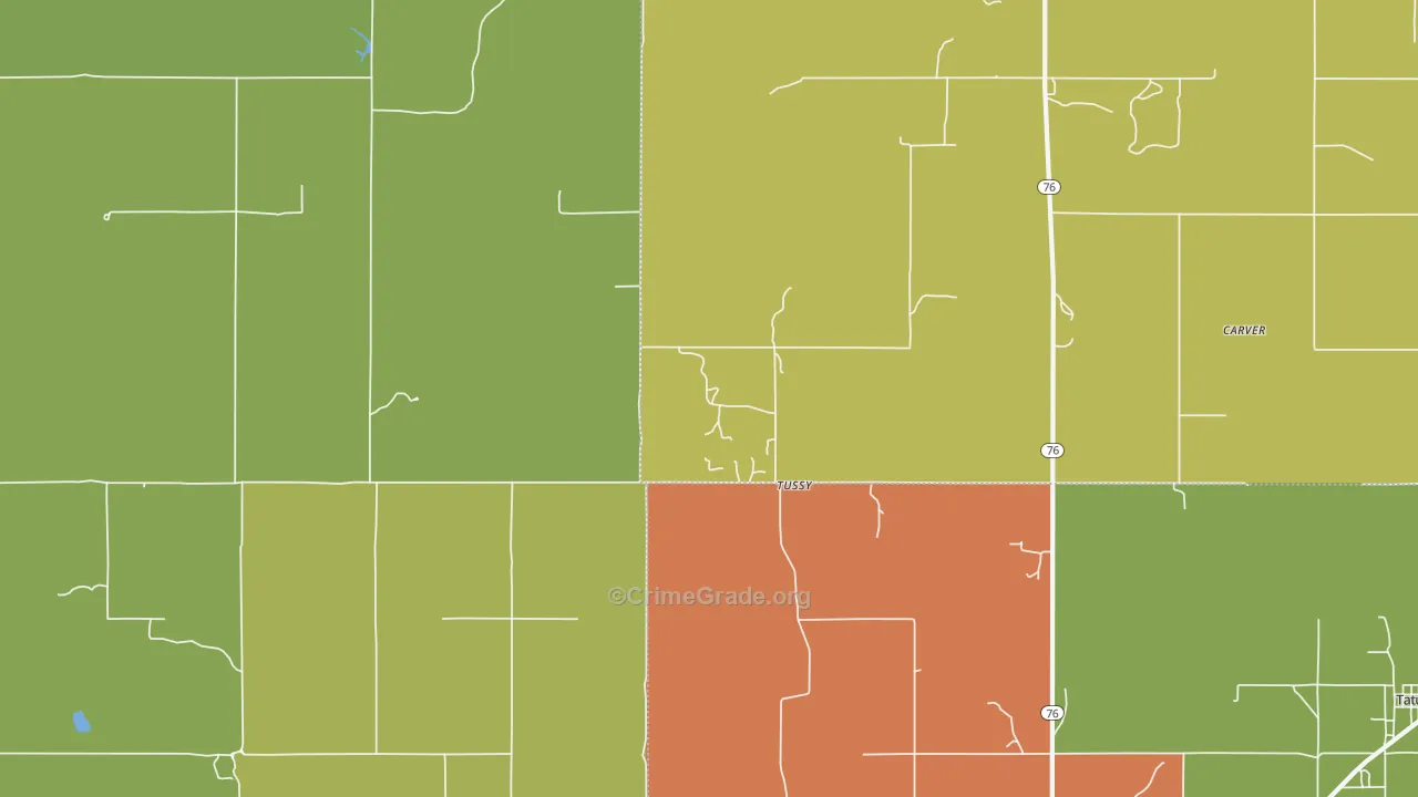 Tussy, OK Map of Burglary Rates