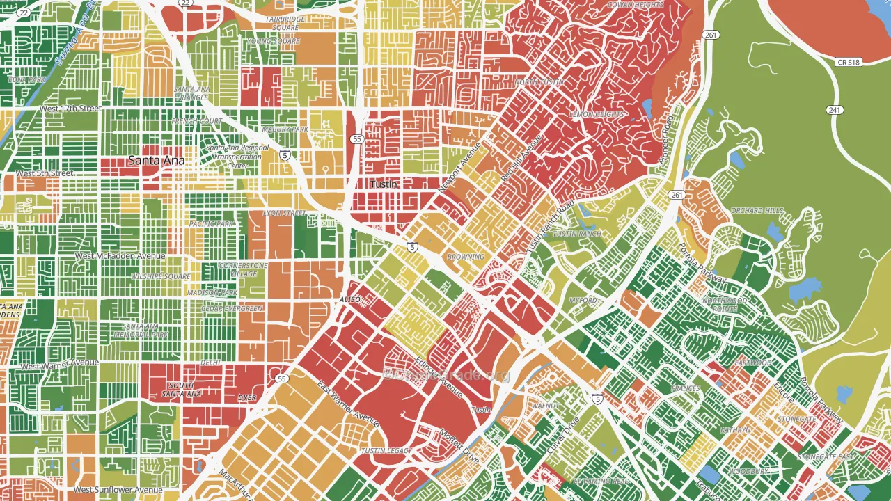 Tustin, CA Map of Burglary Rates