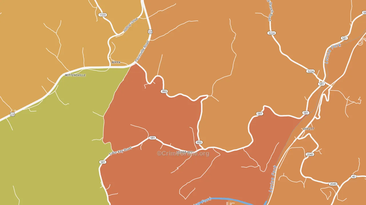 Tutor Key, KY Map of Burglary Rates