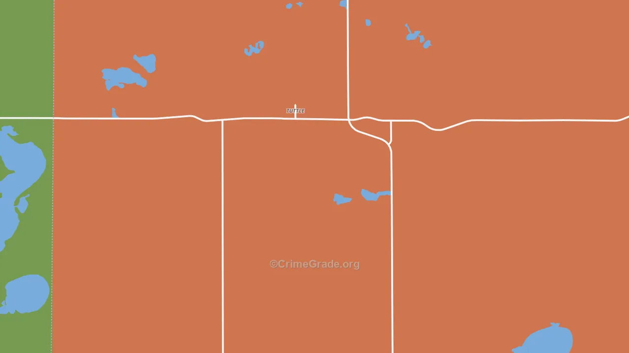 Tuttle, ND Map of Burglary Rates