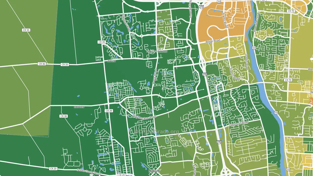 Tuttle West, Dublin, OH Map of Burglary Rates