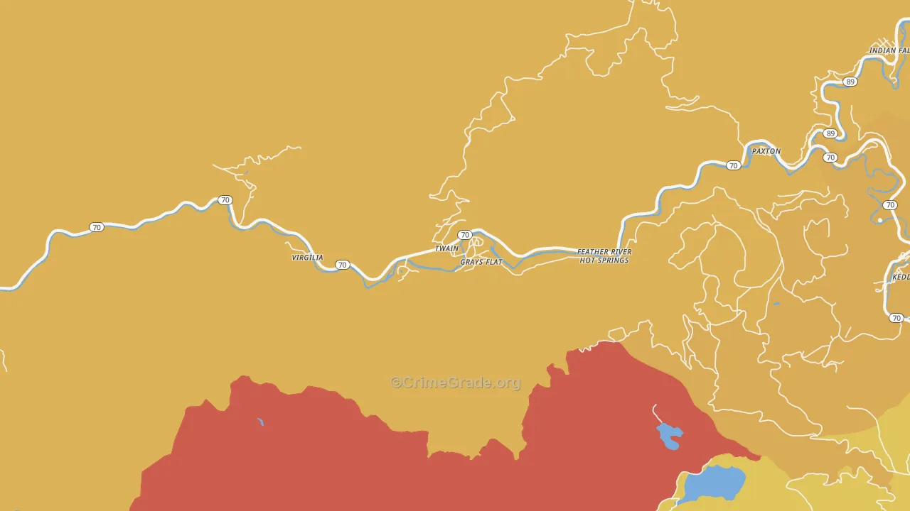 Twain, CA Map of Burglary Rates