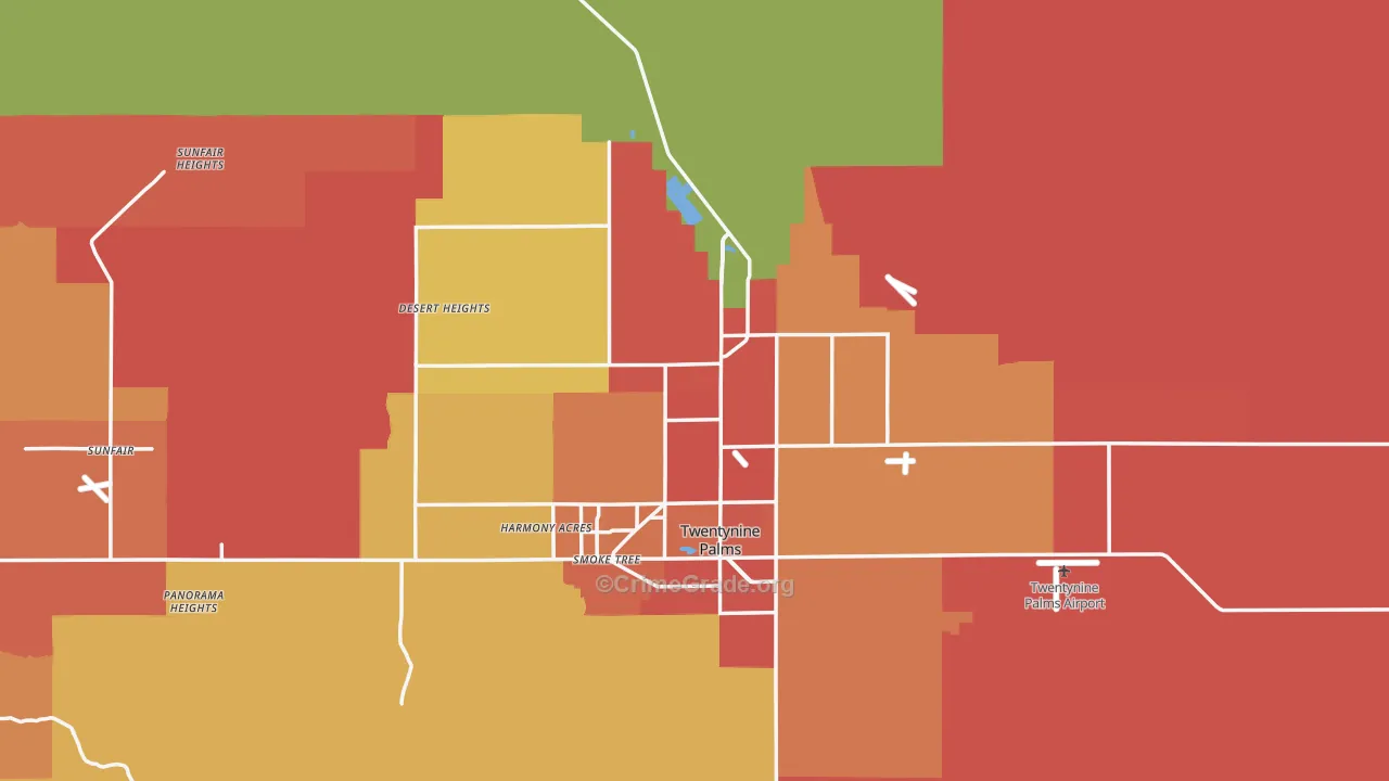 Twentynine Palms, CA Map of Burglary Rates