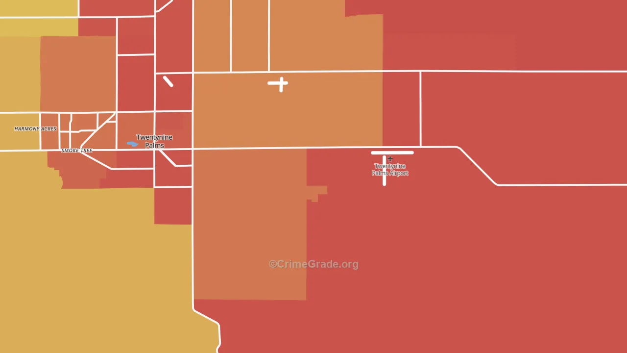 Twentynine Palms Marine Corps Base, CA Map of Burglary Rates