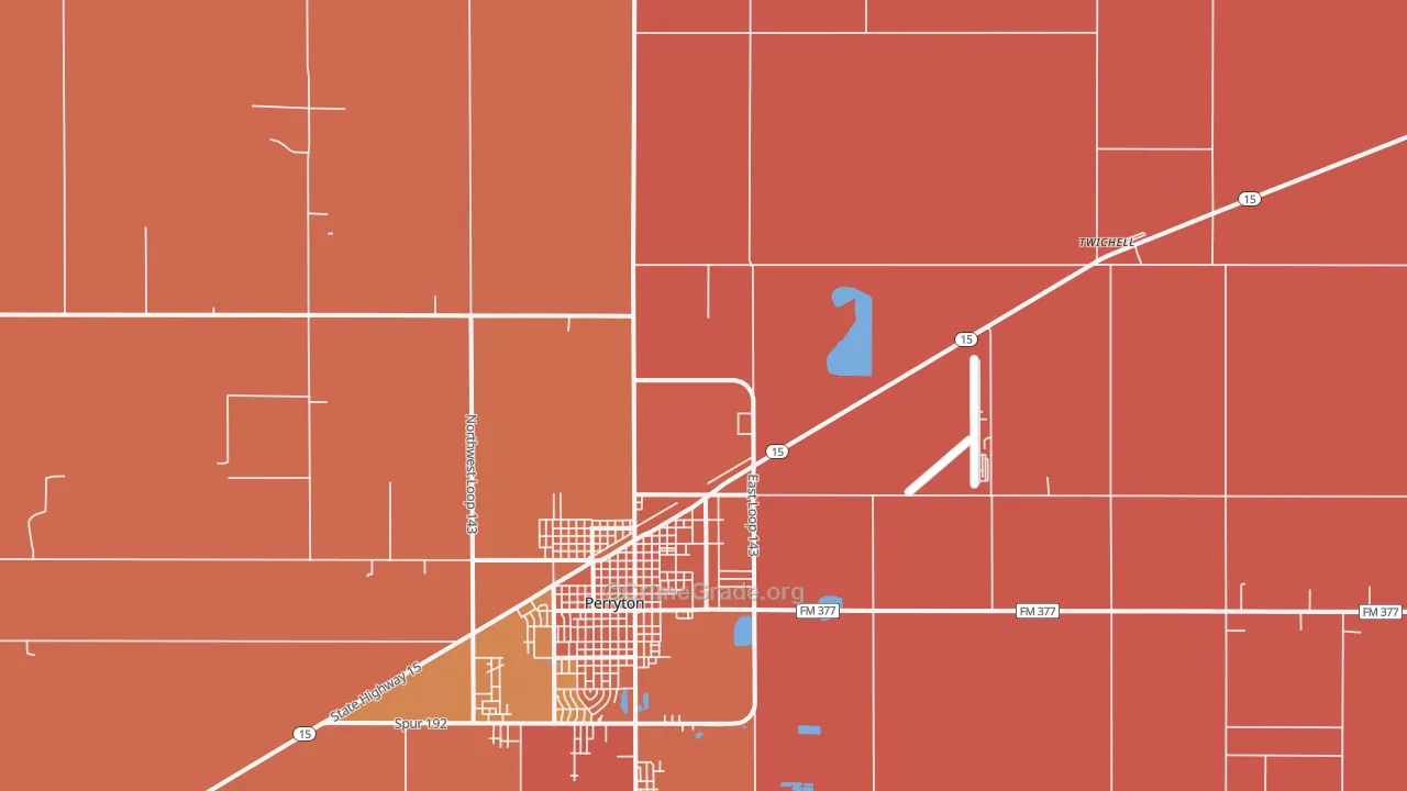 Twichell, TX Map of Burglary Rates