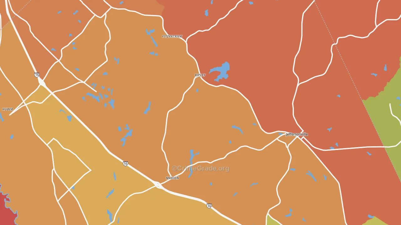 Twiggs County, GA Map of Burglary Rates