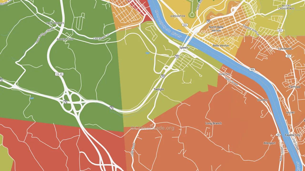 Twilight, PA Map of Burglary Rates