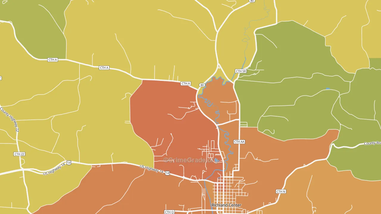 Twin Bluffs, WI Map of Burglary Rates
