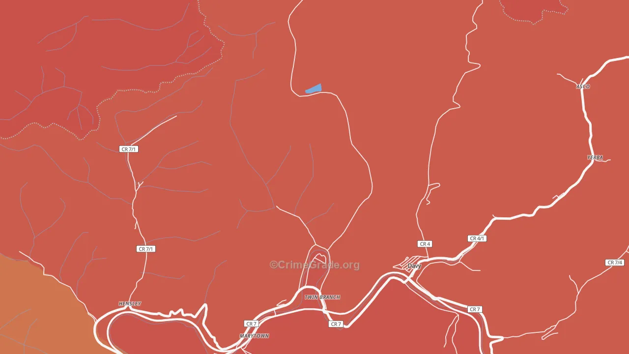 Twin Branch, WV Map of Burglary Rates