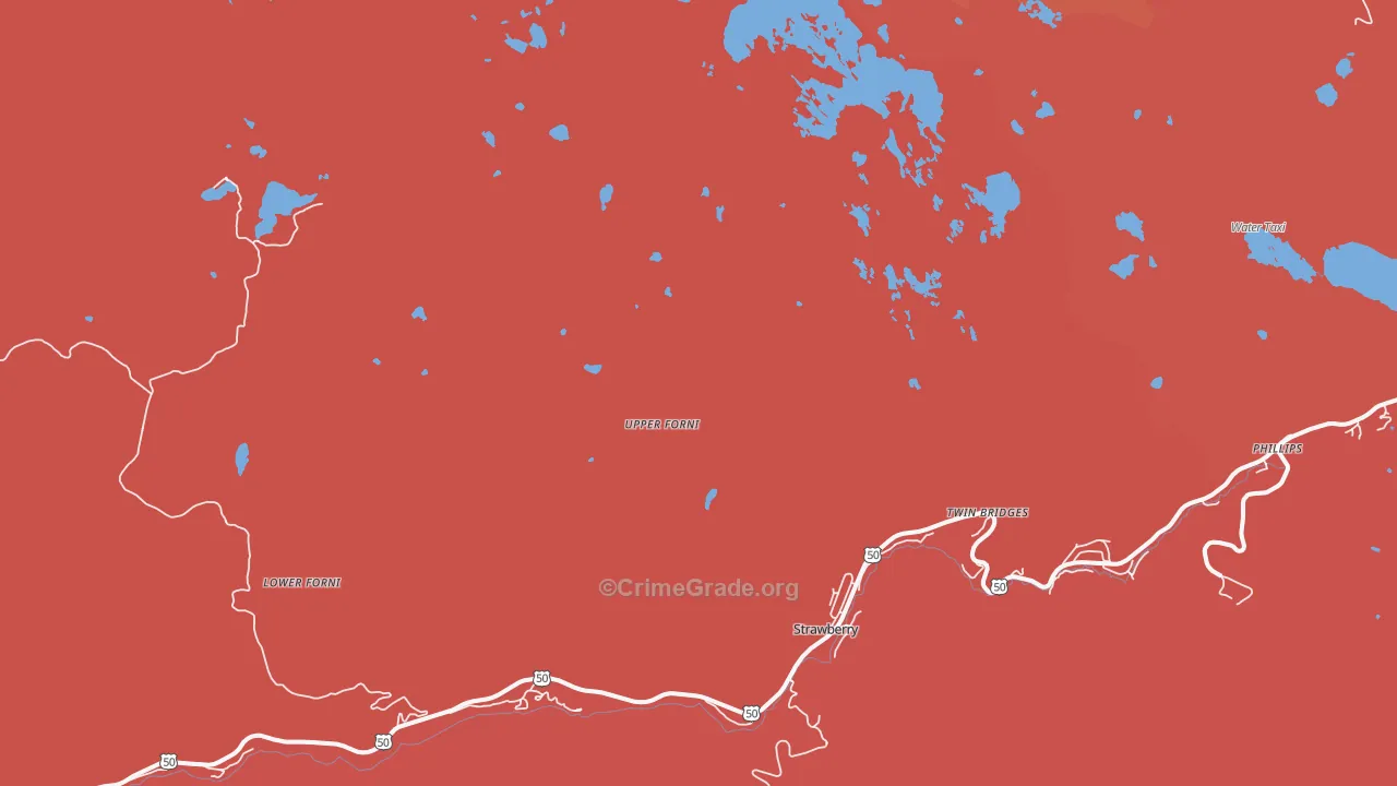 Twin Bridges, CA Map of Burglary Rates