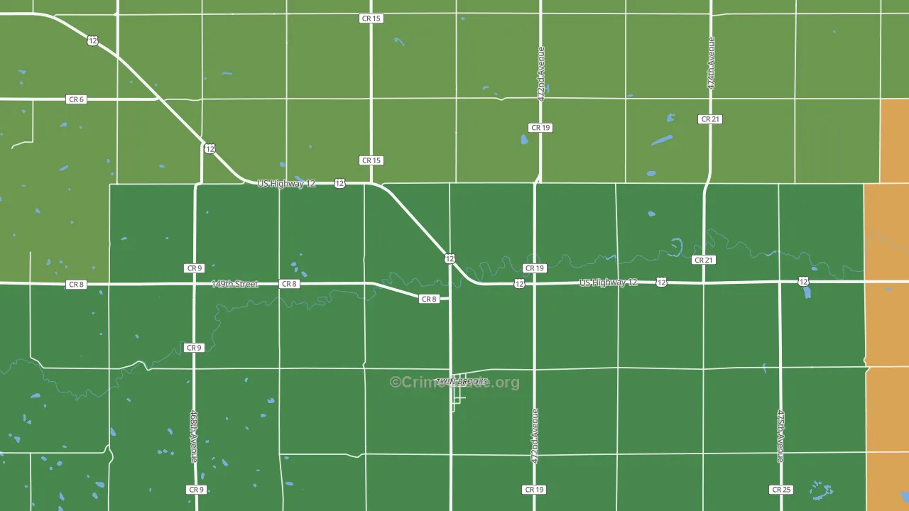 Twin Brooks, SD Map of Burglary Rates