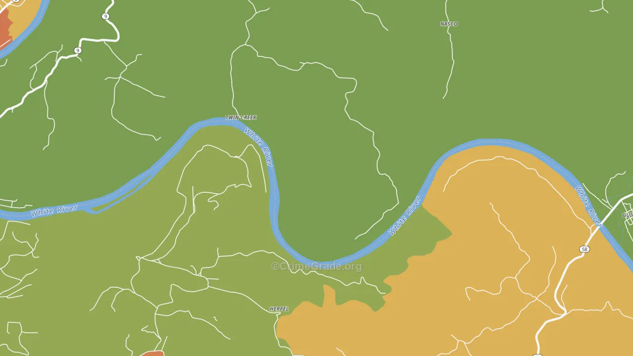 Twin Creek, AR Map of Burglary Rates