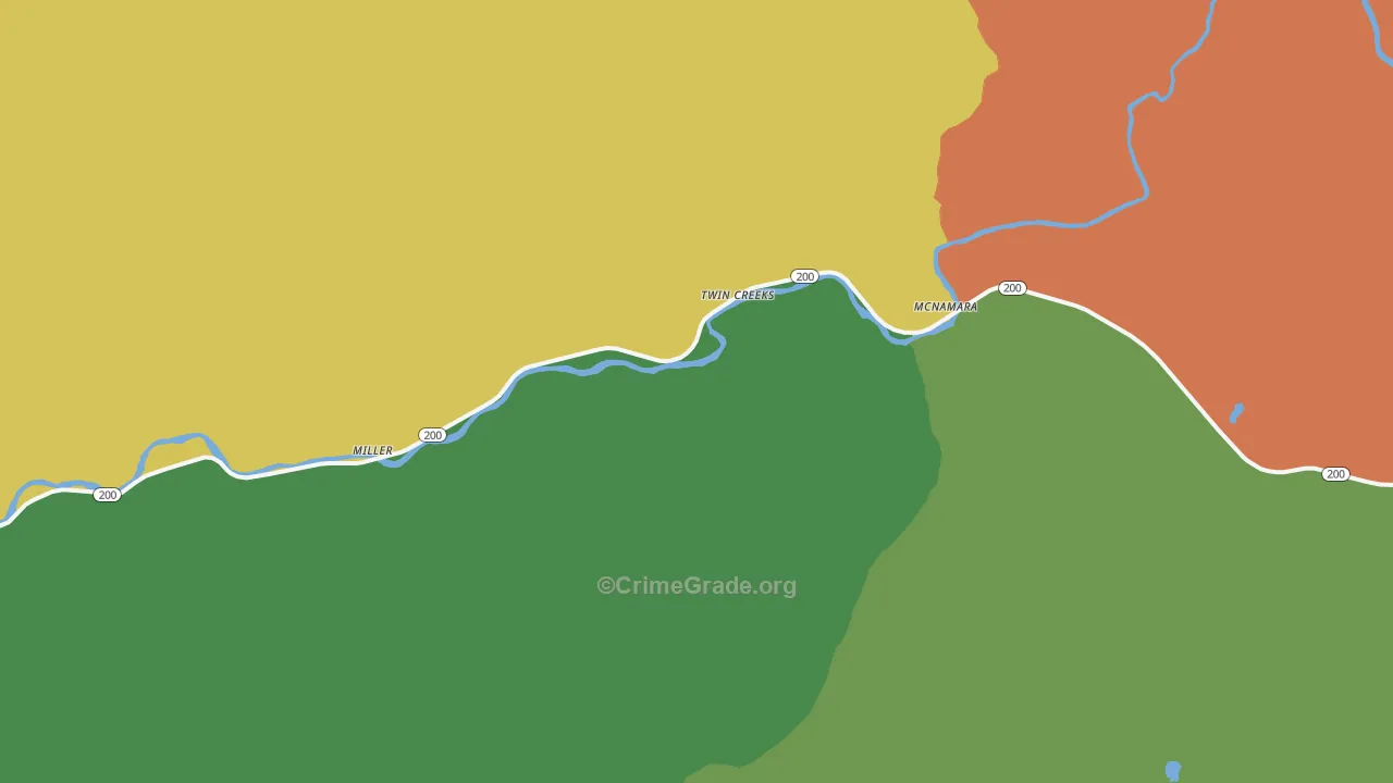 Twin Creeks, MT Map of Burglary Rates