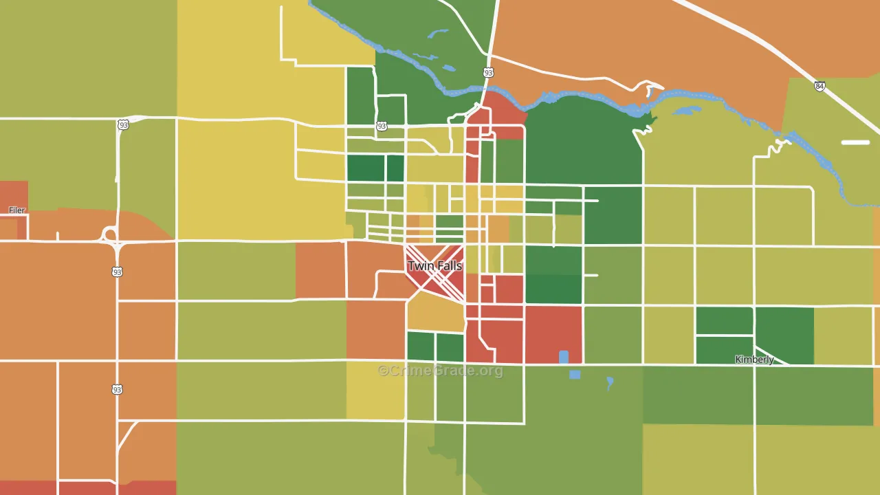 Twin Falls, ID Map of Burglary Rates