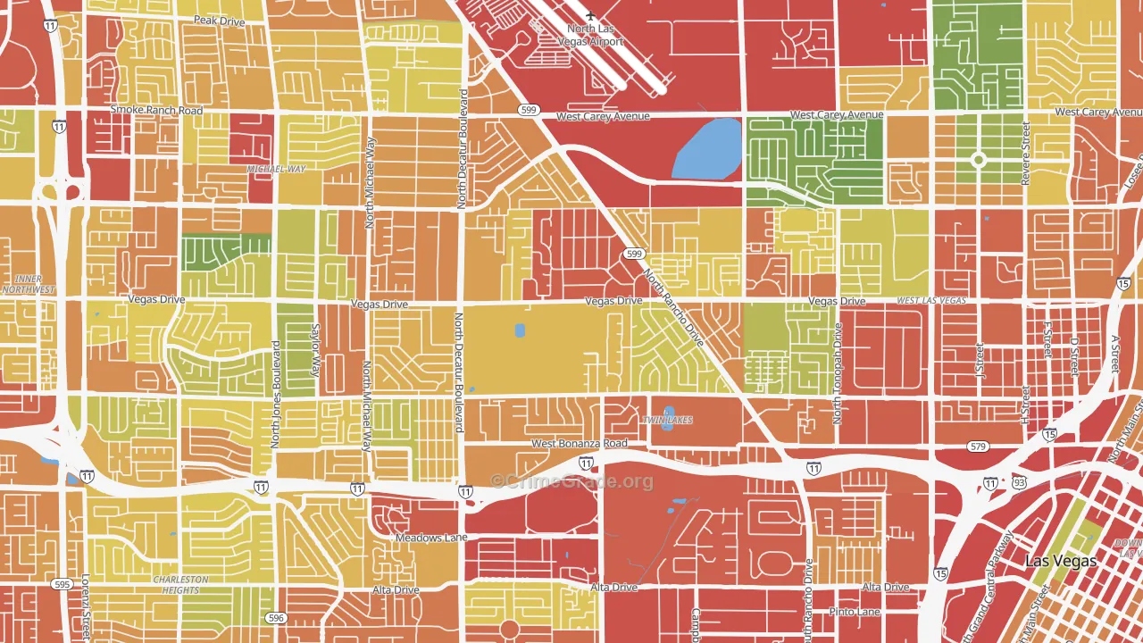 Twin Lakes, Las Vegas, NV Map of Burglary Rates