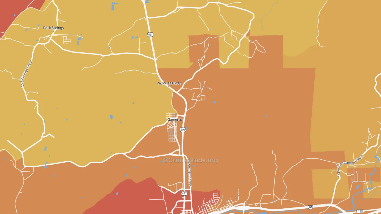 Twin Lakes, NM Map of Burglary Rates
