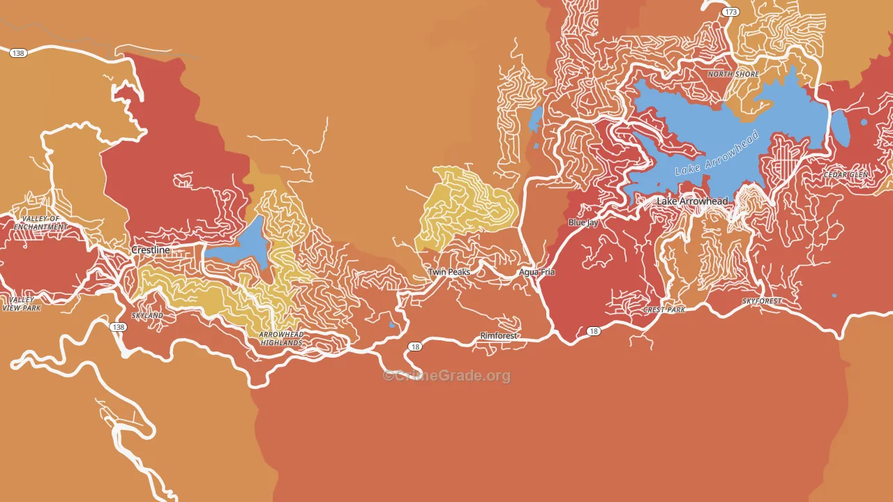 Twin Peaks, CA Map of Burglary Rates