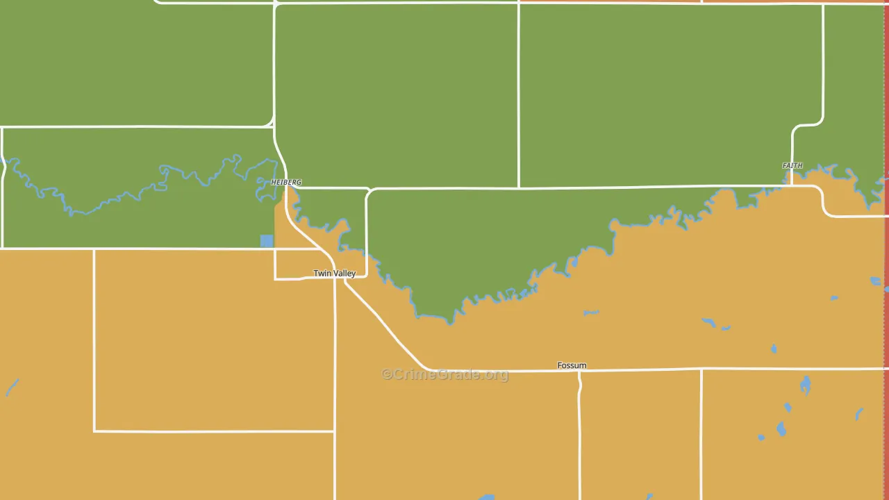 Twin Valley, MN Map of Burglary Rates