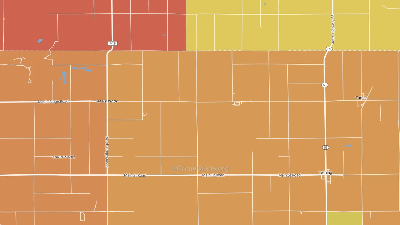 Twining, MI Map of Burglary Rates