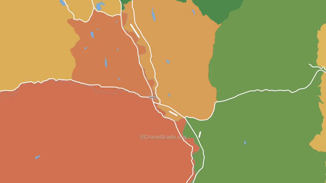 Twisp, WA Map of Burglary Rates