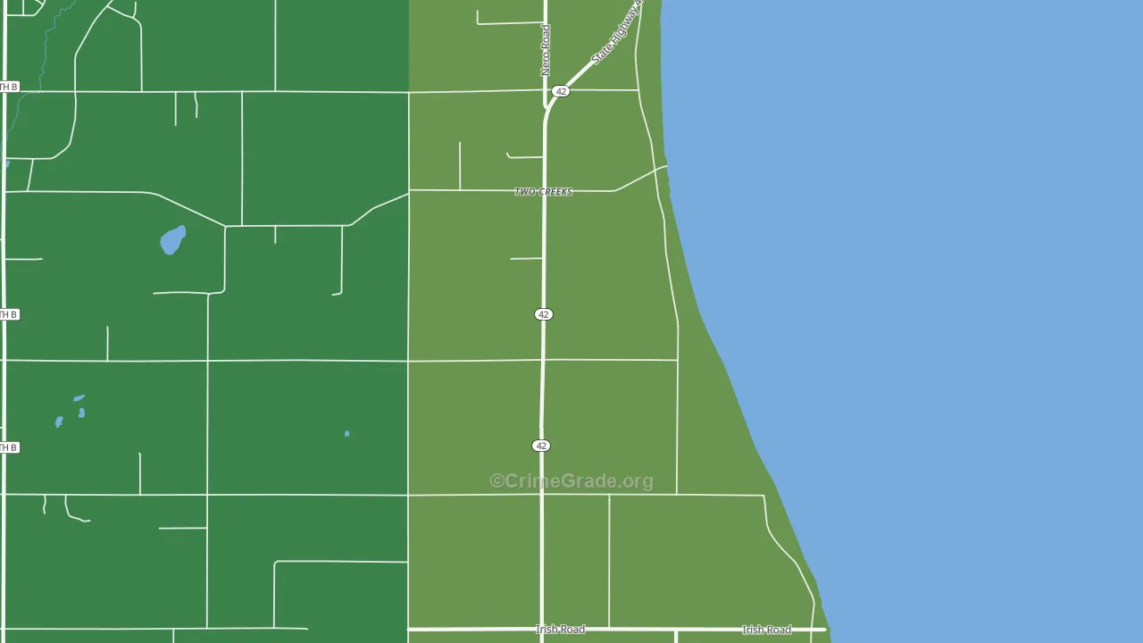 Two Creeks, WI Map of Burglary Rates