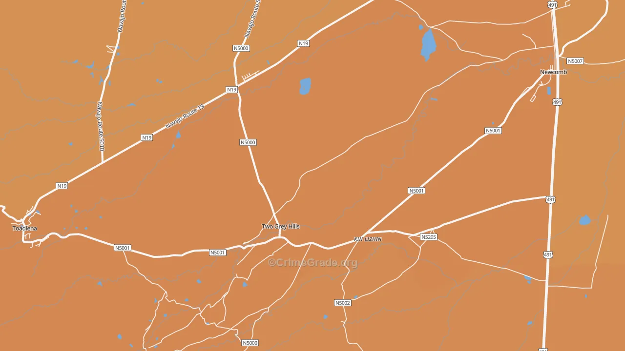 Two Grey Hills, NM Map of Burglary Rates
