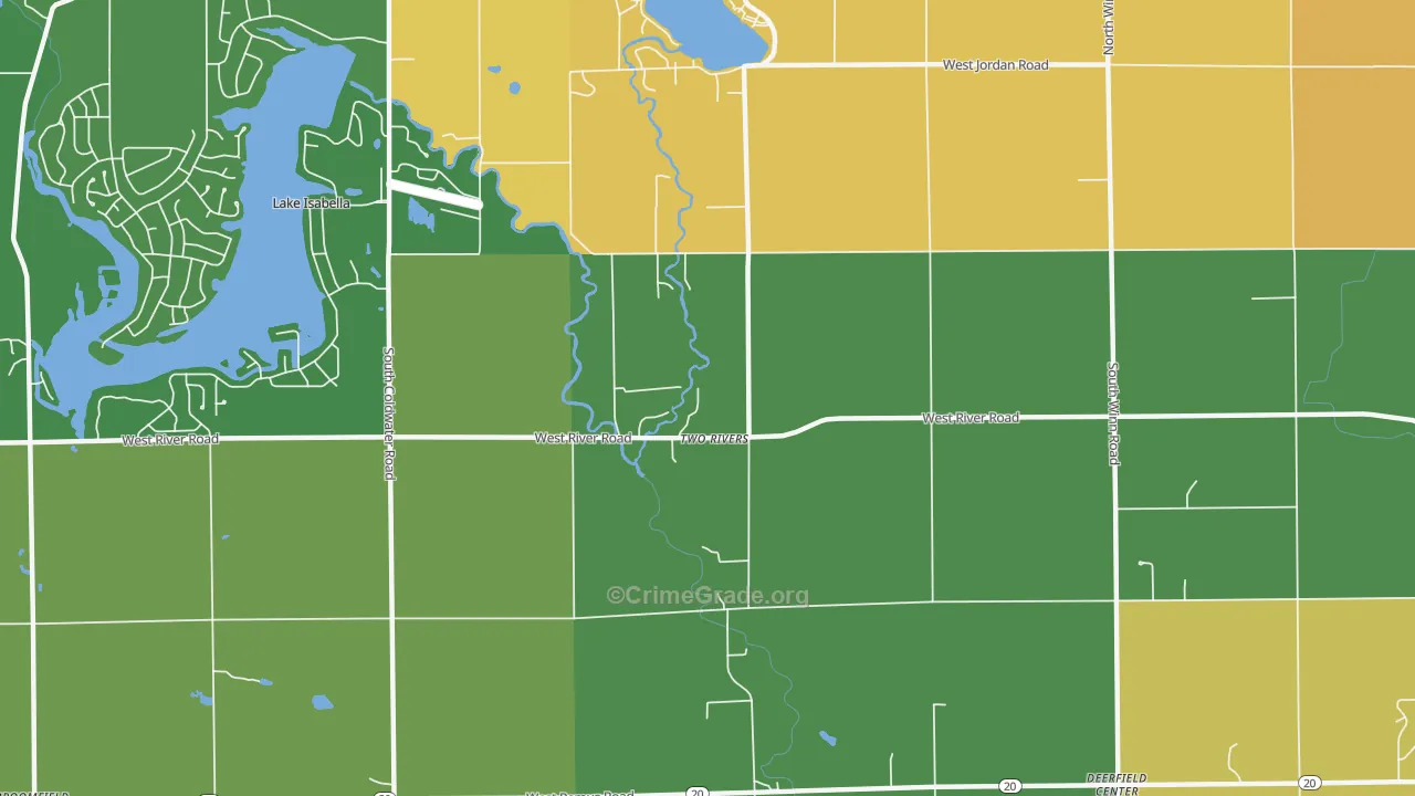 Two Rivers, MI Map of Burglary Rates