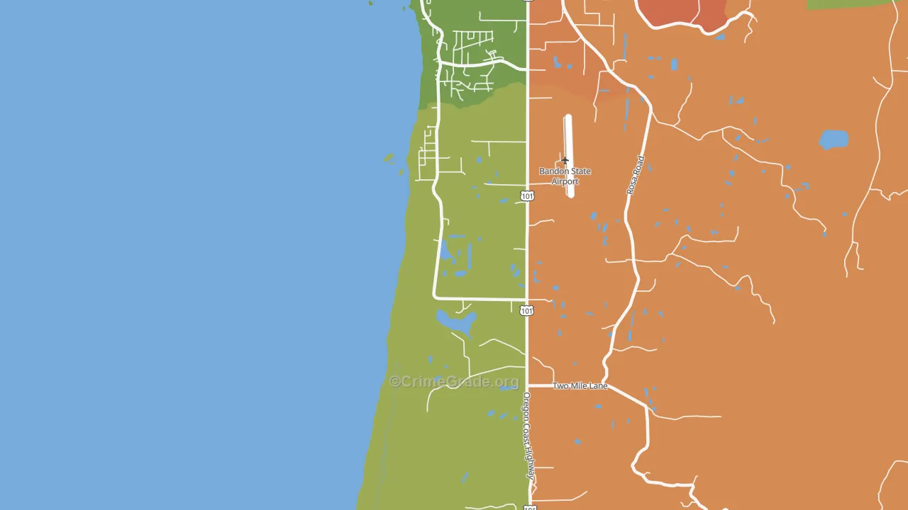 Twomile, OR Map of Burglary Rates