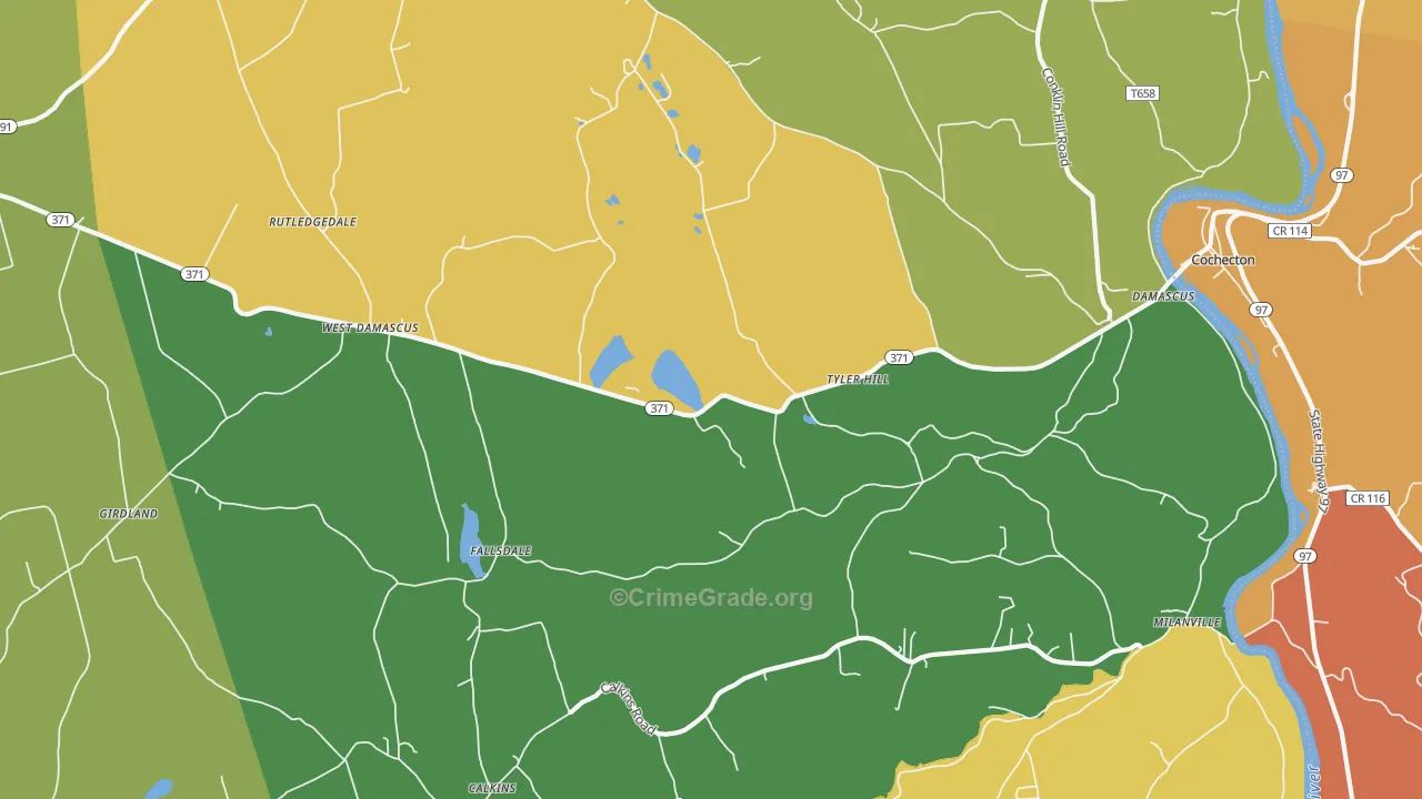 Tyler Hill, PA Map of Burglary Rates