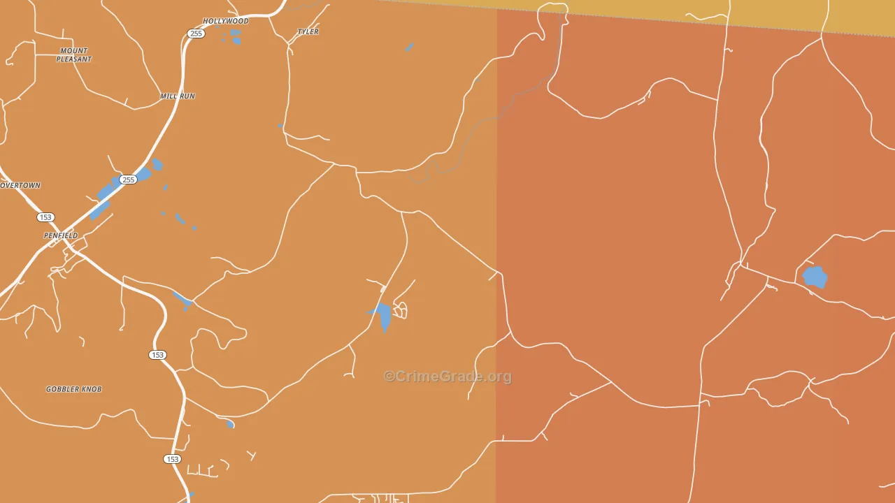 Tyler, PA Map of Burglary Rates